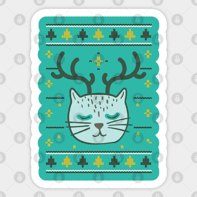 Ugly Christmas Cat Sweater Sticker by Eclecterie